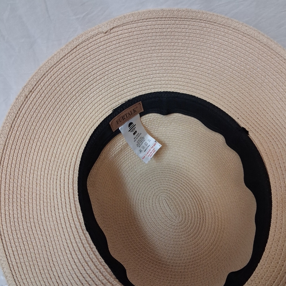 FURTALK Chic Tan Sun Hat with Navy Band - Picture 13 of 14